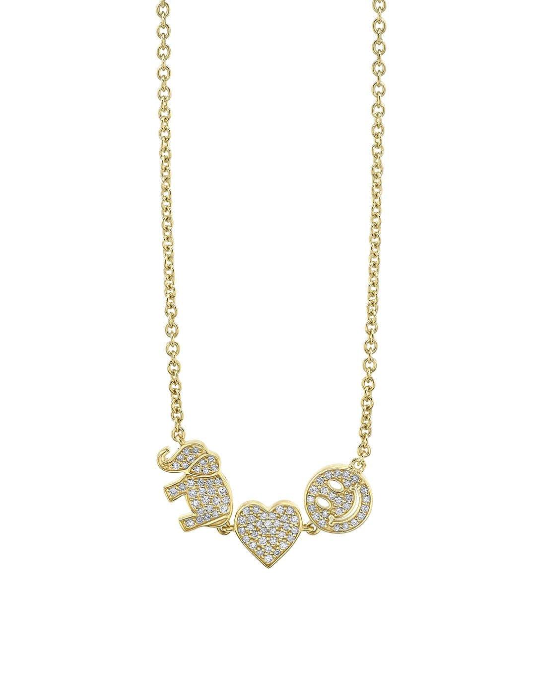 SYDNEY EVAN-Gold & Diamond 3 Icon Necklace-YELLOW GOLD