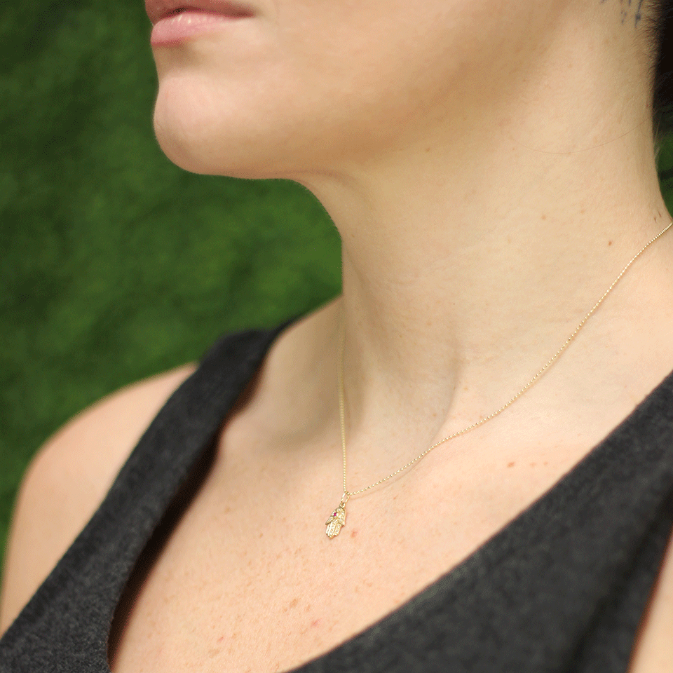 SYDNEY EVAN-Hamsa Hand Necklace-YELLOW GOLD