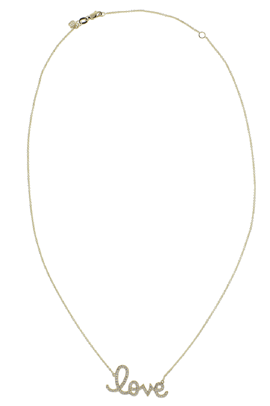 SYDNEY EVAN-Large Diamond Pave Love Script Necklace-YELLOW GOLD