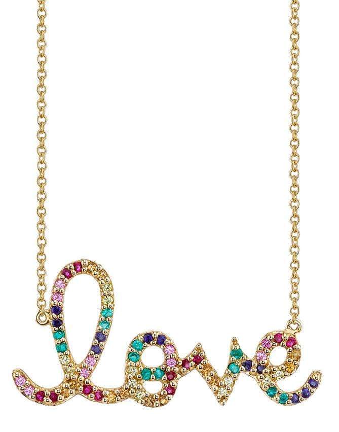 SYDNEY EVAN-Large Multi Sapphire Love Necklace-YELLOW GOLD