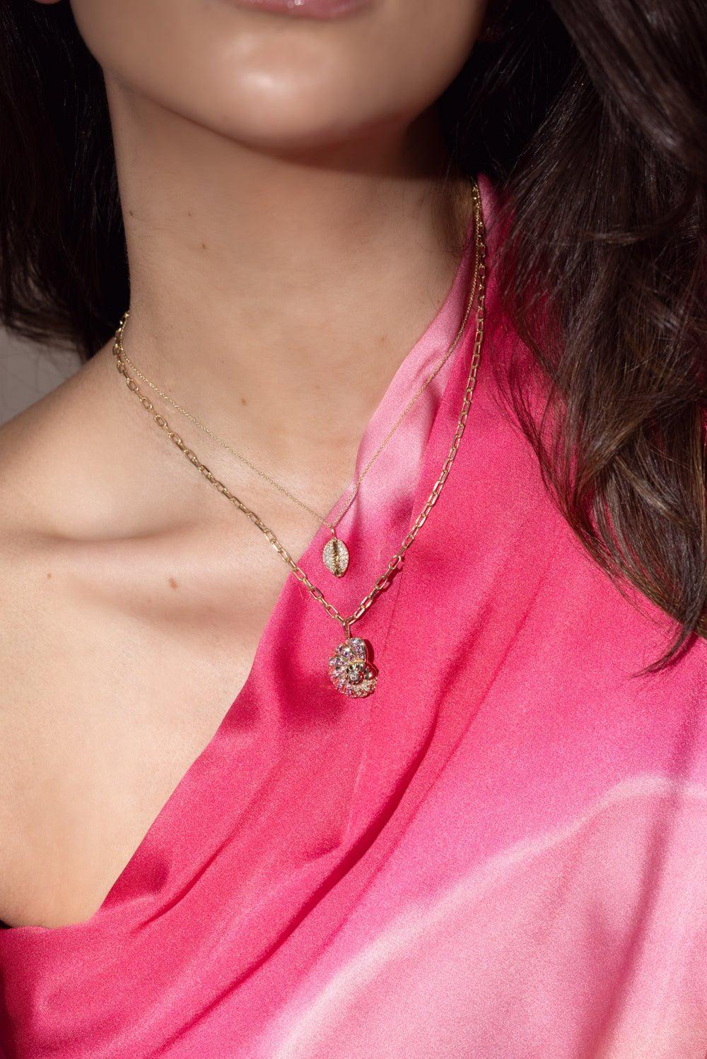 SYDNEY EVAN-Large Nautilus Shell Charm Necklace-YELLOW GOLD