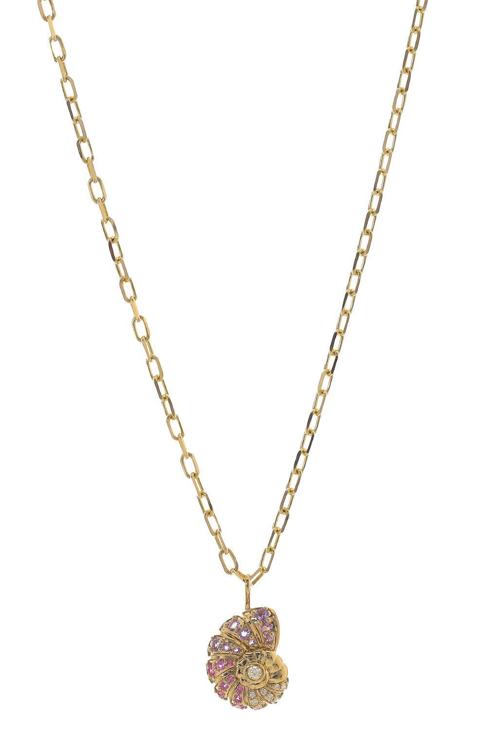 SYDNEY EVAN-Large Nautilus Shell Charm Necklace-YELLOW GOLD
