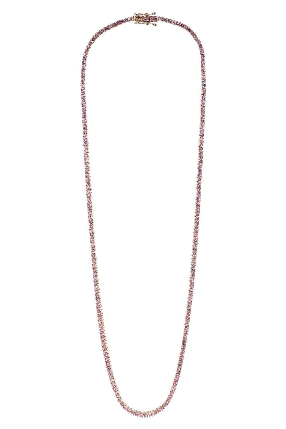 Light Pink Sapphire Tennis Necklace-YELLOW GOLD-JEWELRYFINE JEWELNECKLACE O-SYDNEY EVAN
