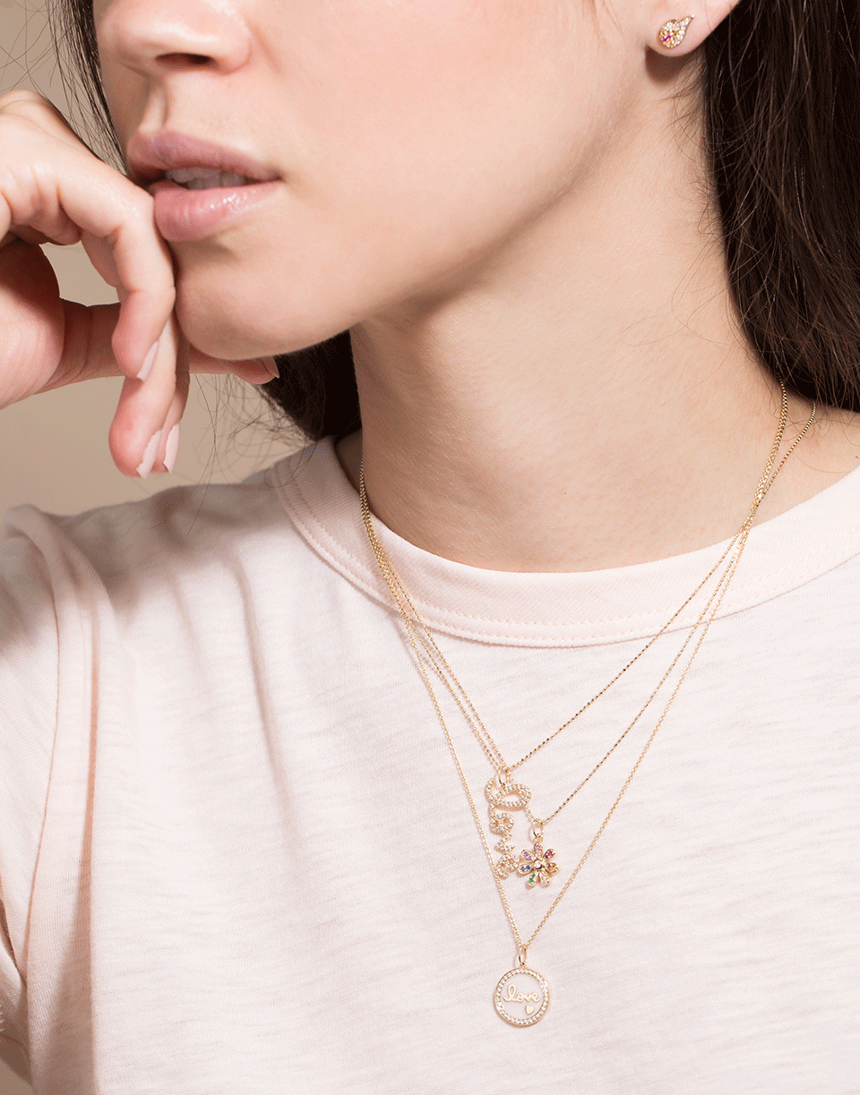 SYDNEY EVAN-Medium Vertical Love Script Necklace-YELLOW GOLD
