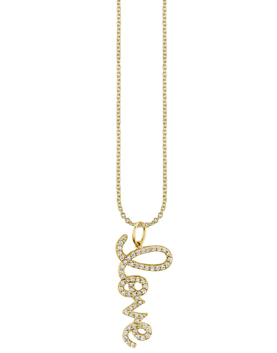 SYDNEY EVAN-Medium Vertical Love Script Necklace-YELLOW GOLD
