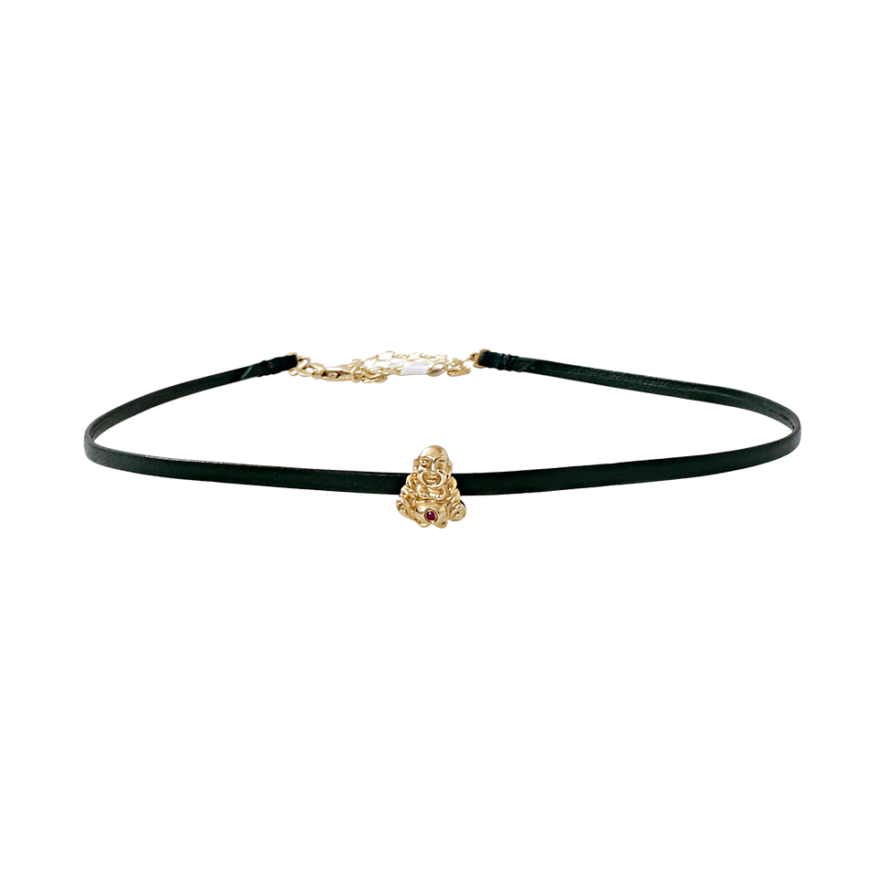 SYDNEY EVAN-Mini Buddha Bead Jade Choker-YELLOW GOLD