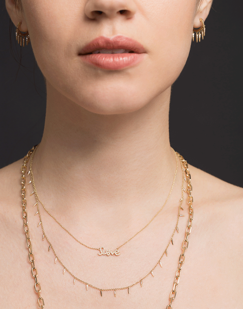 SYDNEY EVAN-Pave Fringe Necklace-YELLOW GOLD