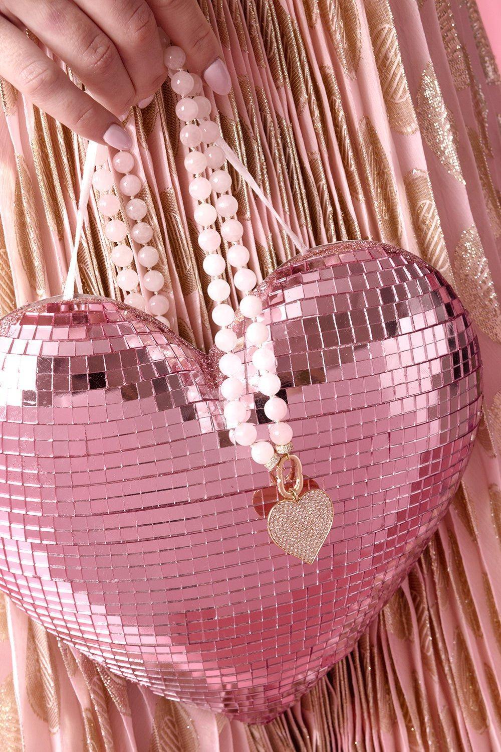 SYDNEY EVAN-Rose Quartz Diamond Heart Necklace-YELLOW GOLD