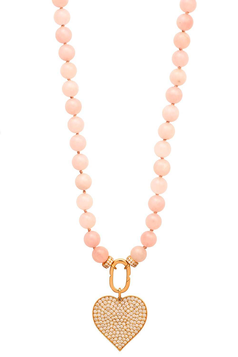 SYDNEY EVAN-Rose Quartz Diamond Heart Necklace-YELLOW GOLD