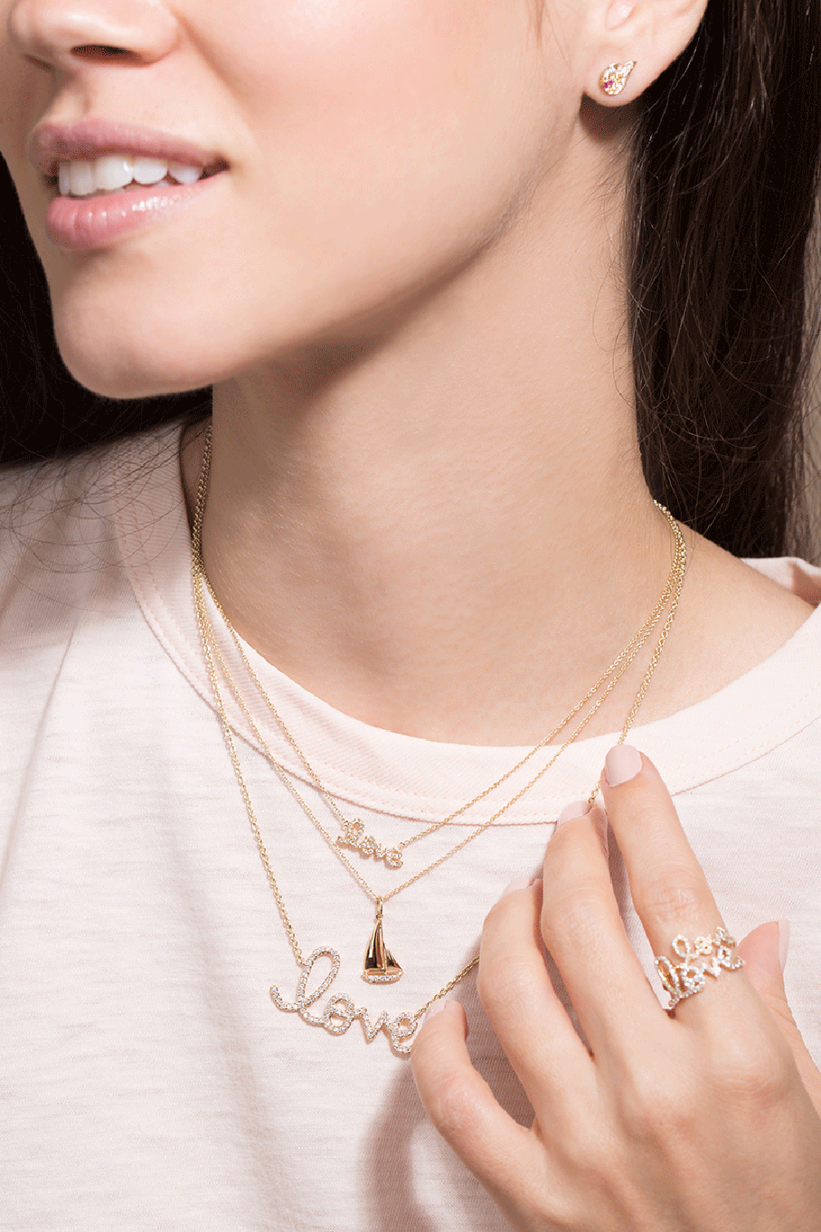 SYDNEY EVAN-Sailboat Pendant Necklace-YELLOW GOLD