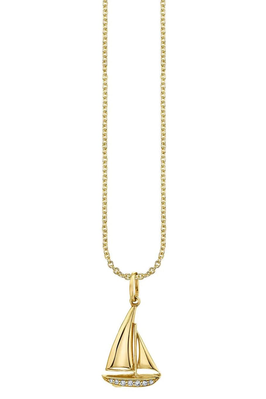 SYDNEY EVAN-Sailboat Pendant Necklace-YELLOW GOLD