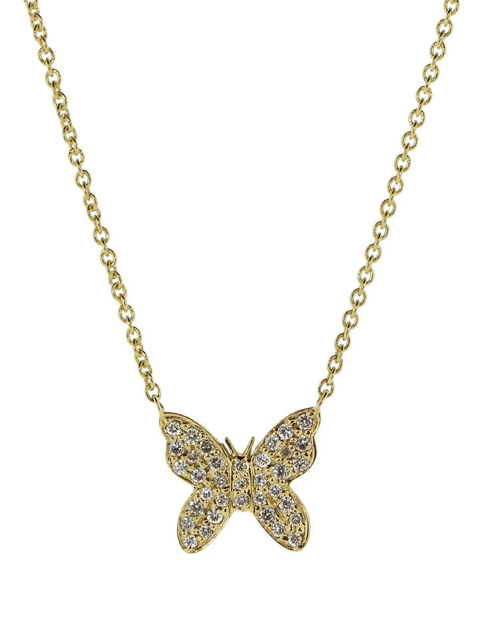 SYDNEY EVAN-Small Diamond Pave Butterfly Pendant Necklace-YELLOW GOLD