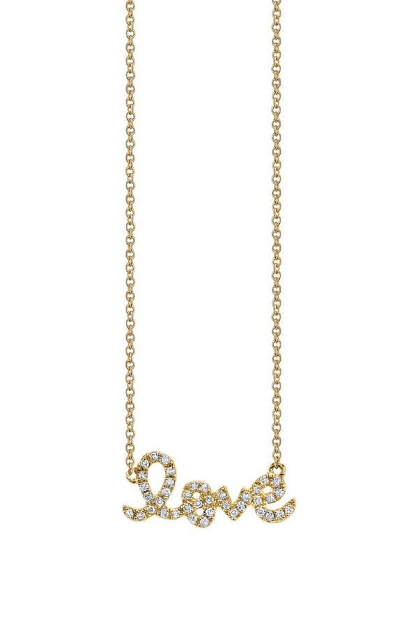 SYDNEY EVAN-Small Love Script Necklace-YELLOW GOLD