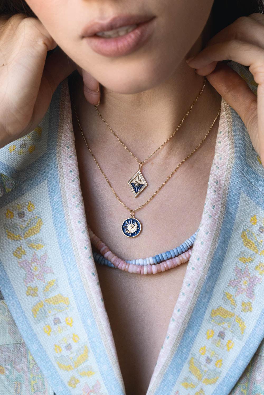 Sundial Medallion Necklace-YELLOW GOLD-JEWELRYFINE JEWELNECKLACE O-SYDNEY EVAN