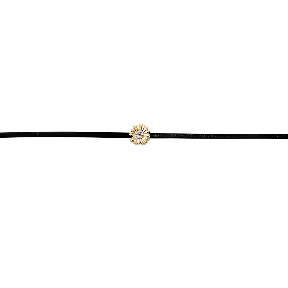 SYDNEY EVAN-Sunflower Slider Bead Black Leather Choker-YELLOW GOLD