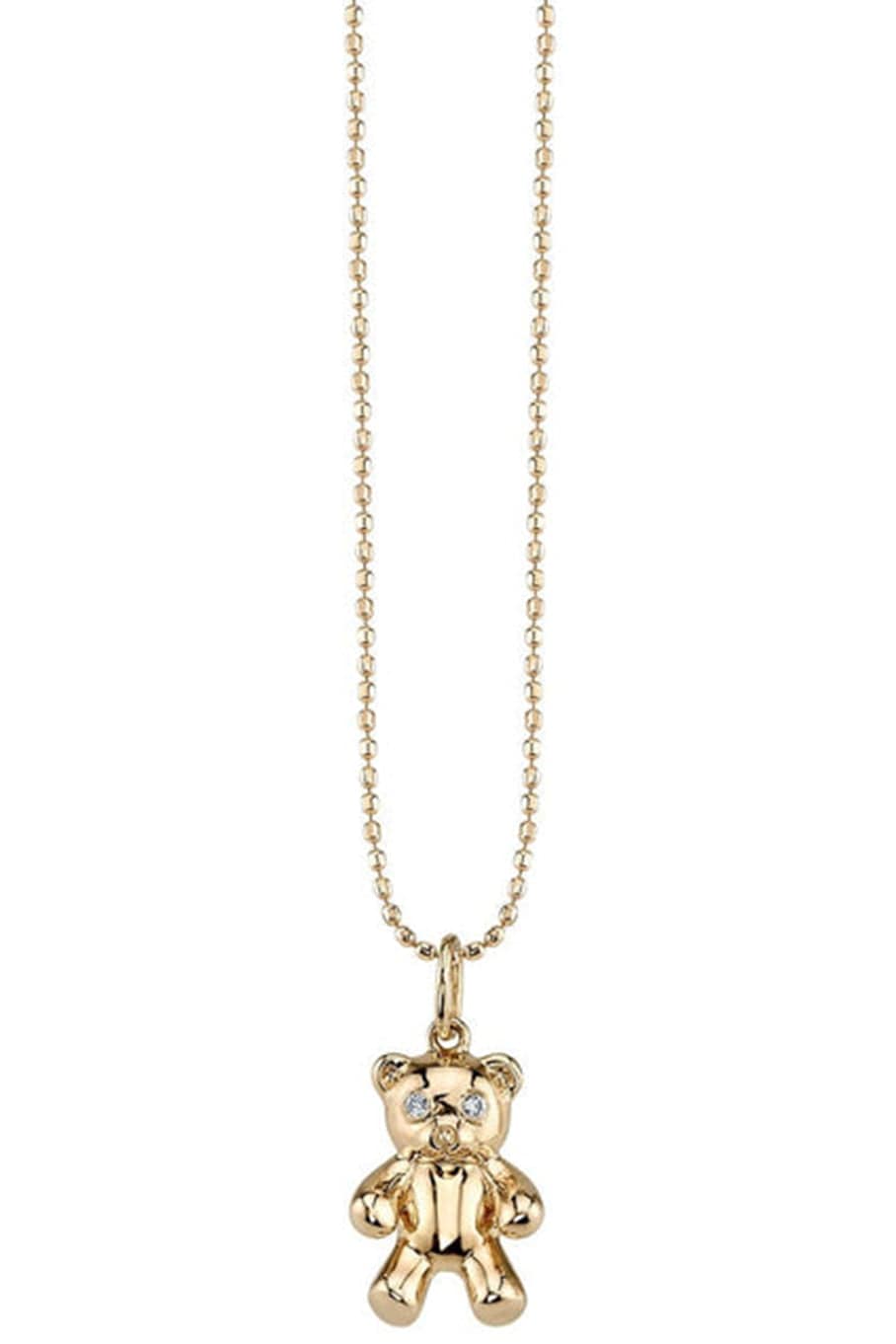 SYDNEY EVAN-Teddy Bear Pendant Necklace-YELLOW GOLD