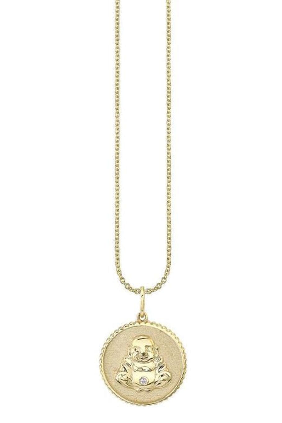 SYDNEY EVAN-Tiny Sitting Buddha Charm Necklace-YELLOW GOLD