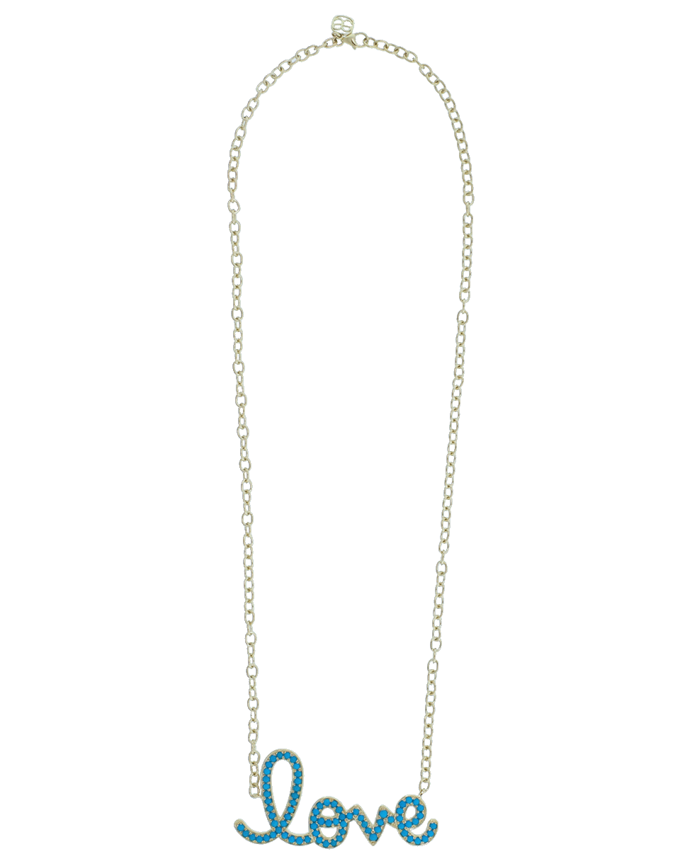 SYDNEY EVAN-Turquoise Love Necklace-YELLOW GOLD