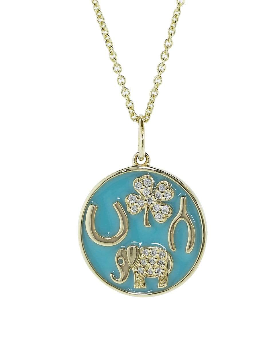 SYDNEY EVAN-Turquoise Protection Charm-YELLOW GOLD