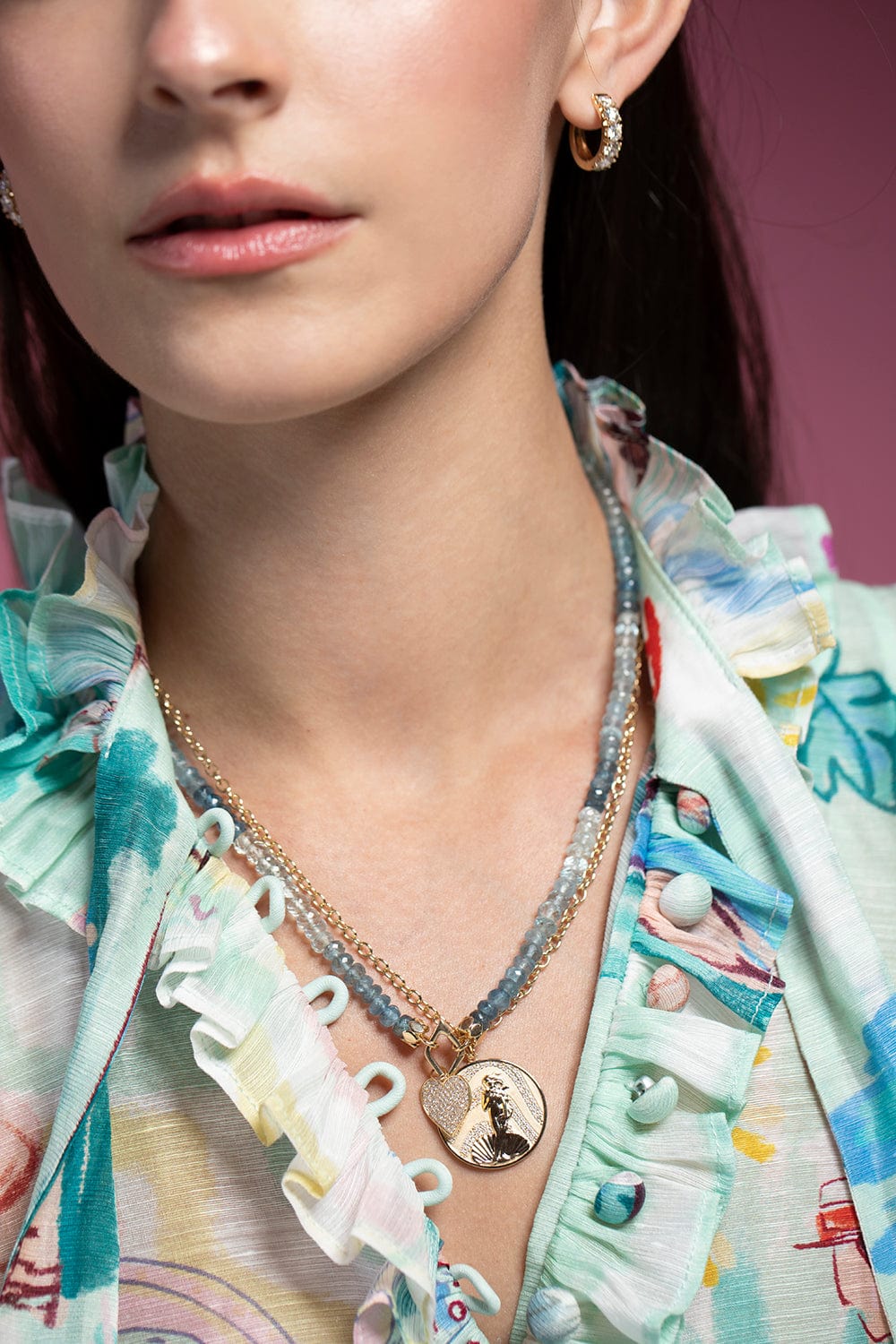 SYDNEY EVAN-Venus Coin Pendant Necklace-YELLOW GOLD