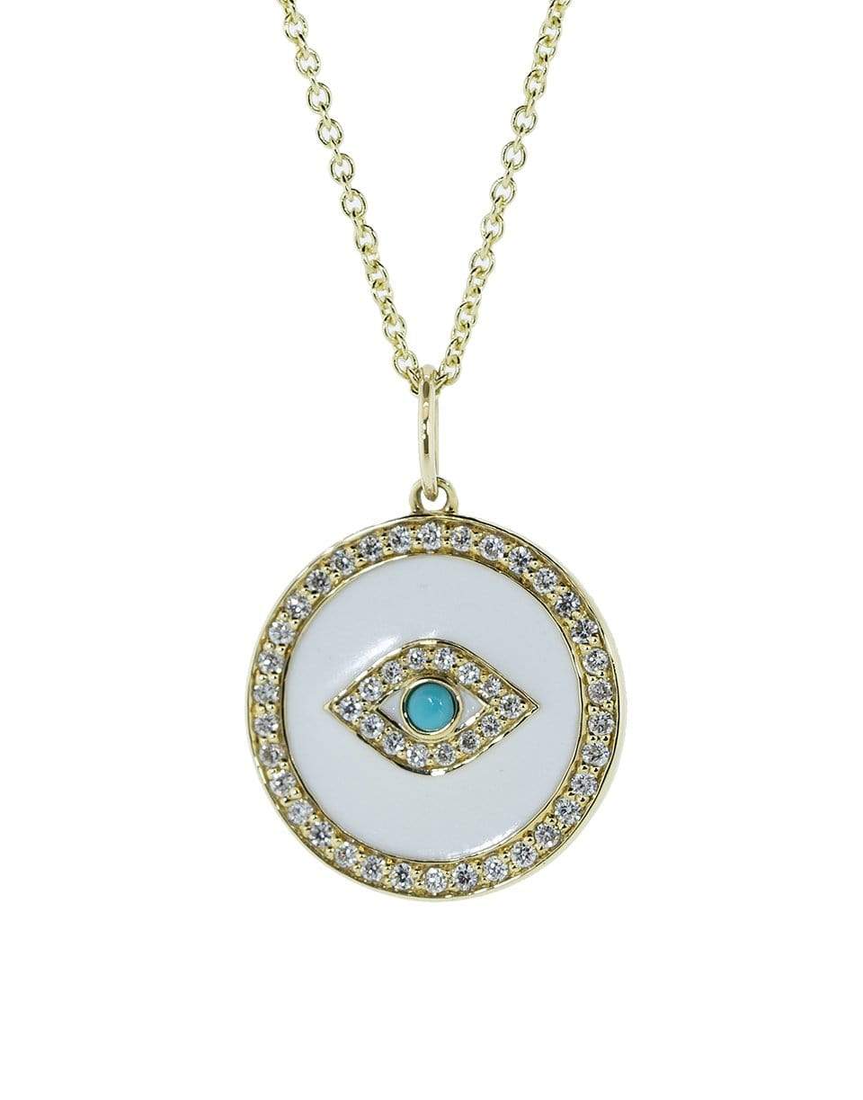 SYDNEY EVAN-White Evil Eye Necklace-YELLOW GOLD