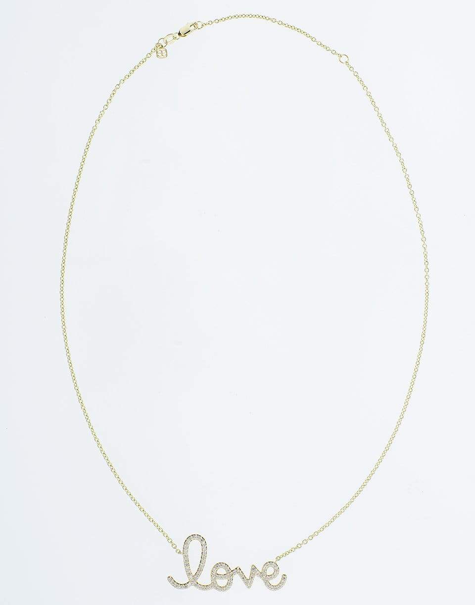 SYDNEY EVAN-XL Diamond Love Script Necklace-YELLOW GOLD