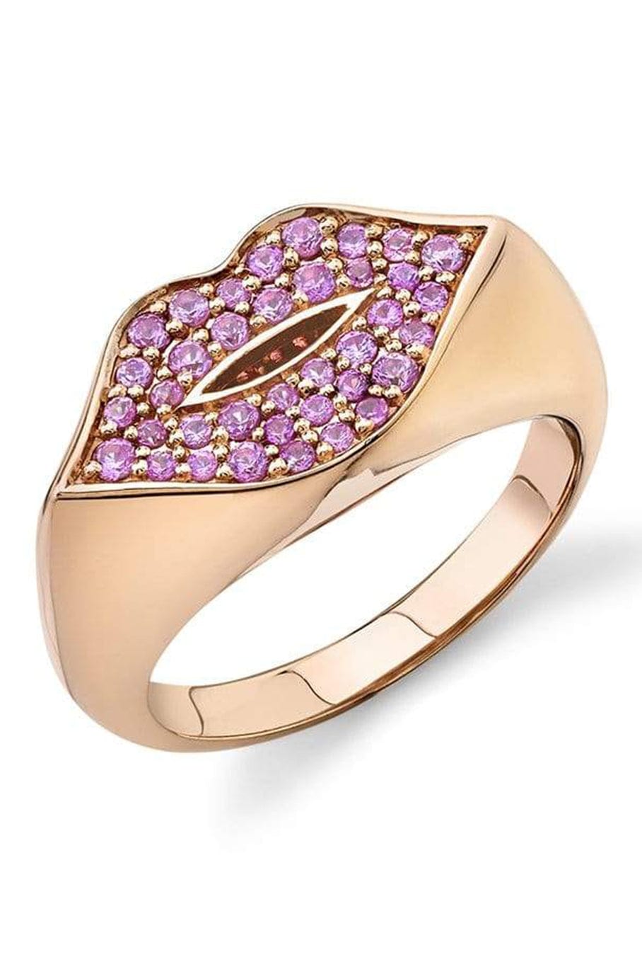 SYDNEY EVAN-Ruby Lips Signet Ring-ROSE GOLD