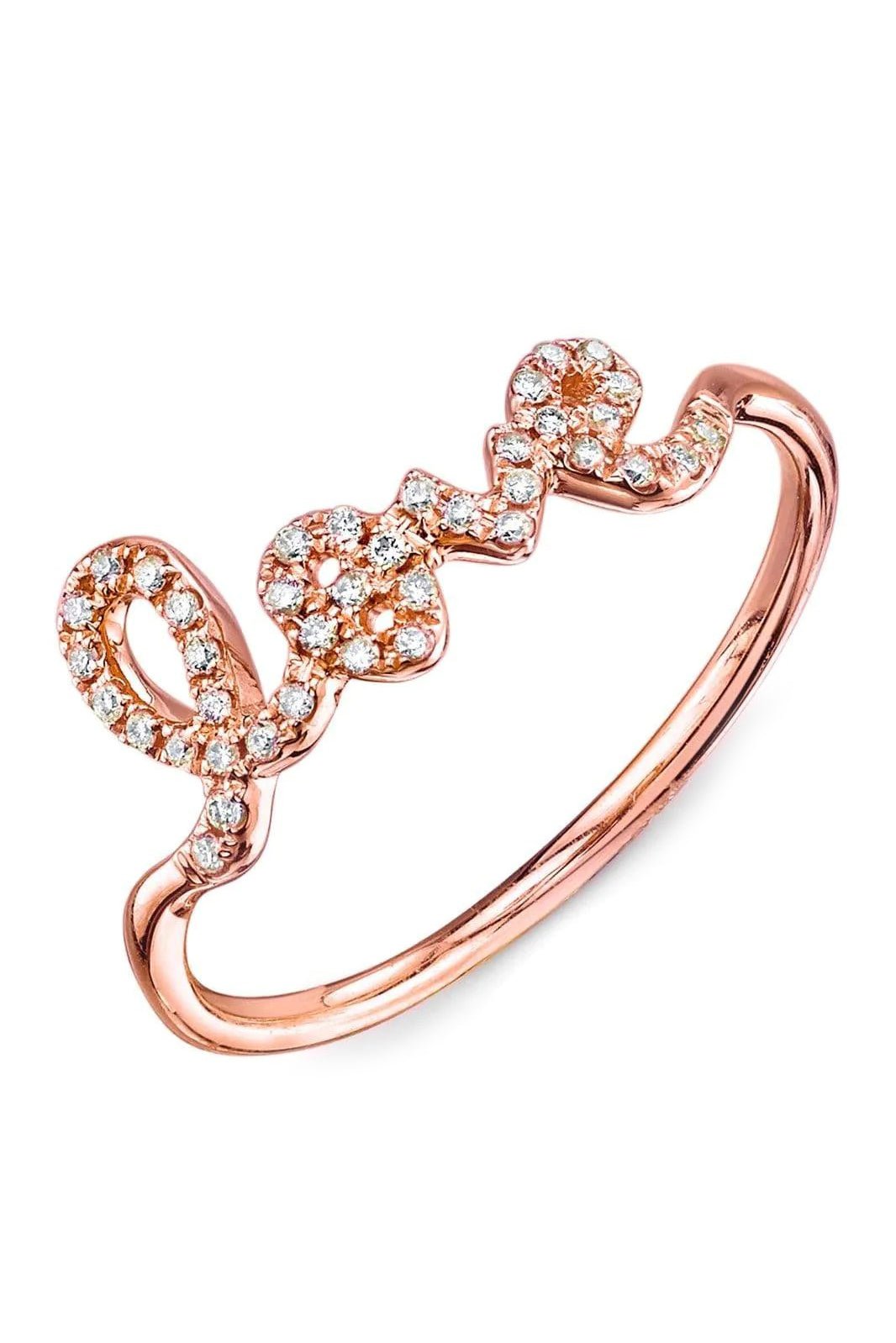 SYDNEY EVAN-Diamond Love Script Ring-ROSE GOLD
