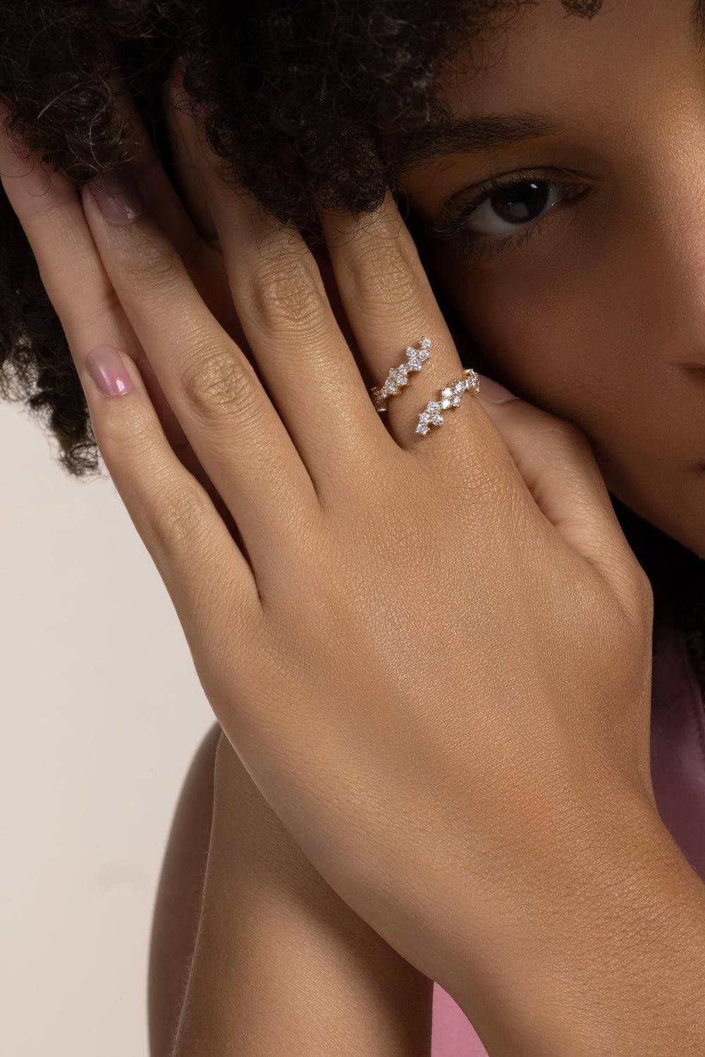 Diamond Cocktail Wrap Ring-YELLOW GOLD-6.5-JEWELRYFINE JEWELRING-SYDNEY EVAN
