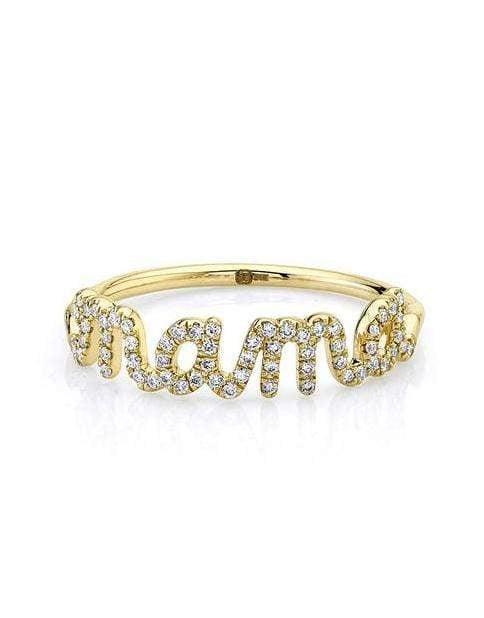 SYDNEY EVAN-Diamond Mama Script Ring-YELLOW GOLD
