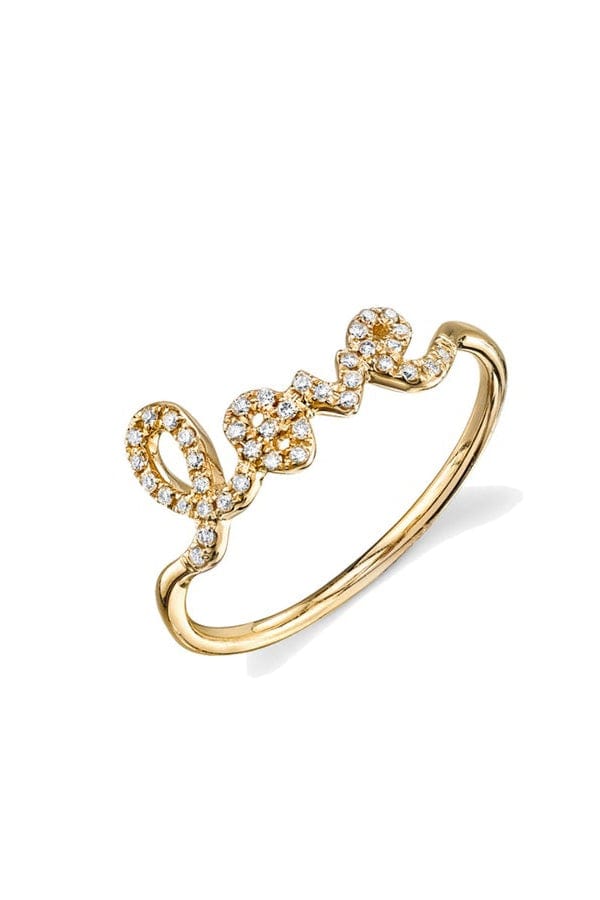 SYDNEY EVAN-Diamond Pave Love Script Ring-YELLOW GOLD