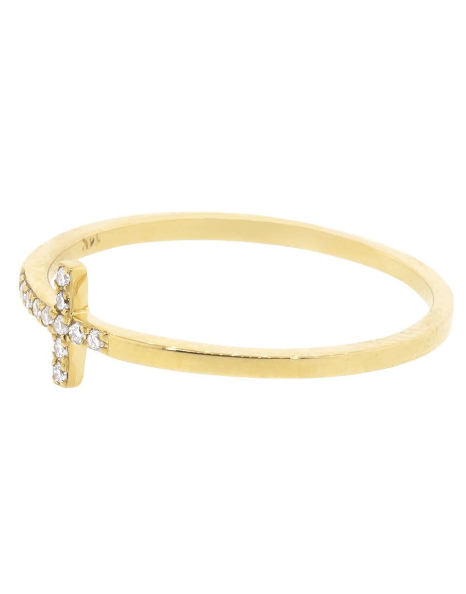 SYDNEY EVAN-Elongated Bent Cross Ring-YELLOW GOLD