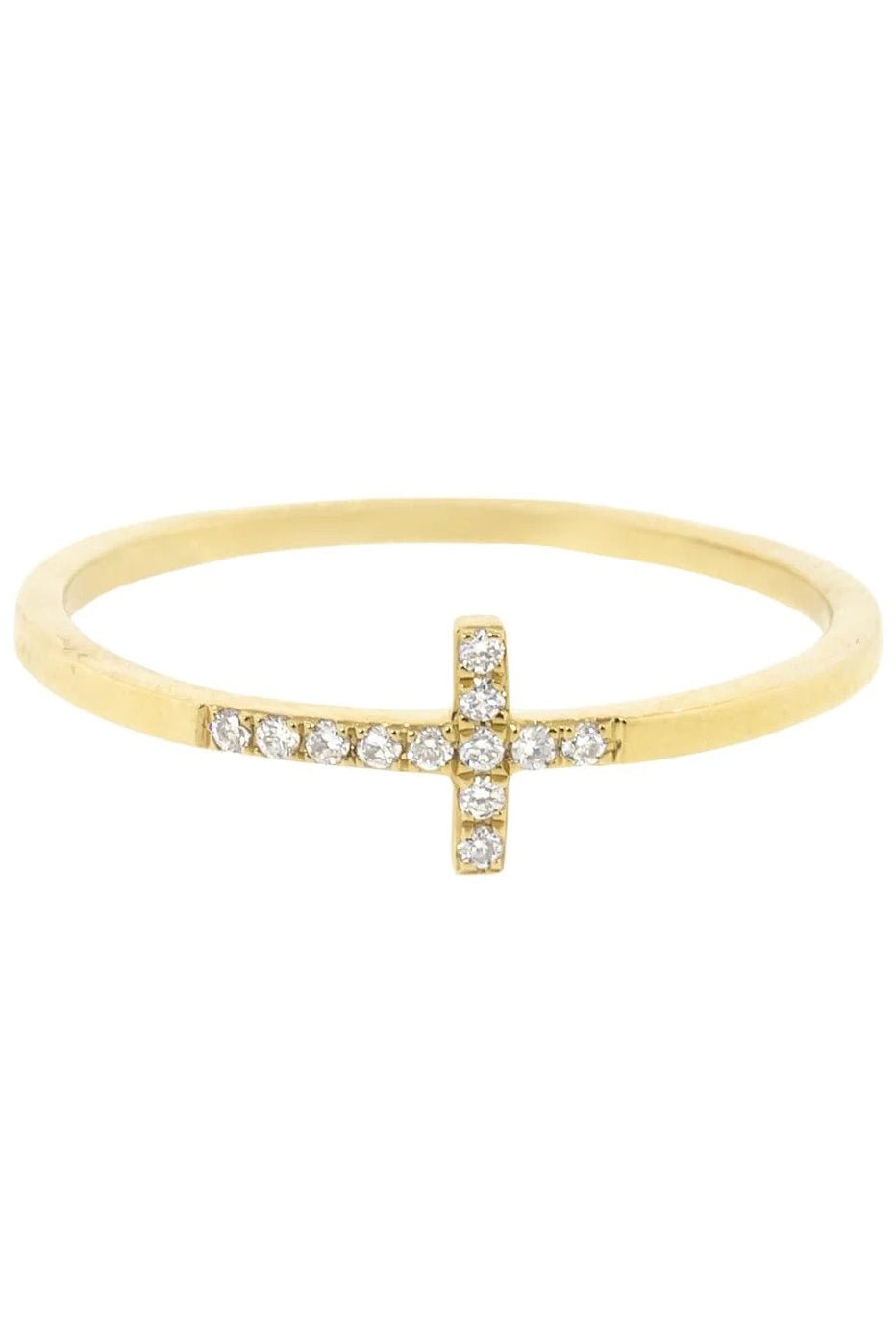 SYDNEY EVAN-Elongated Bent Cross Ring-YELLOW GOLD