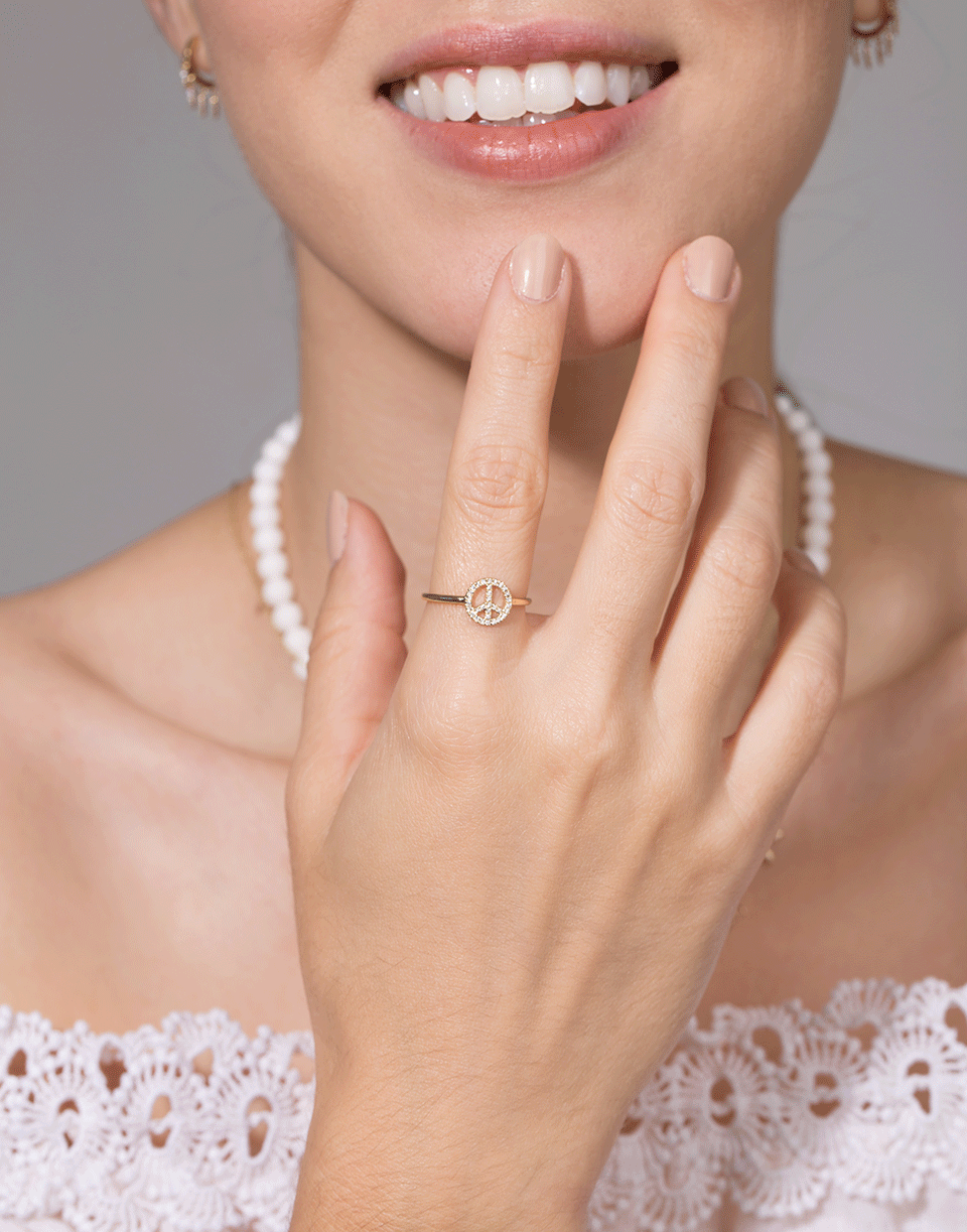 SYDNEY EVAN-Pave Diamond Peace Sign Ring-YELLOW GOLD