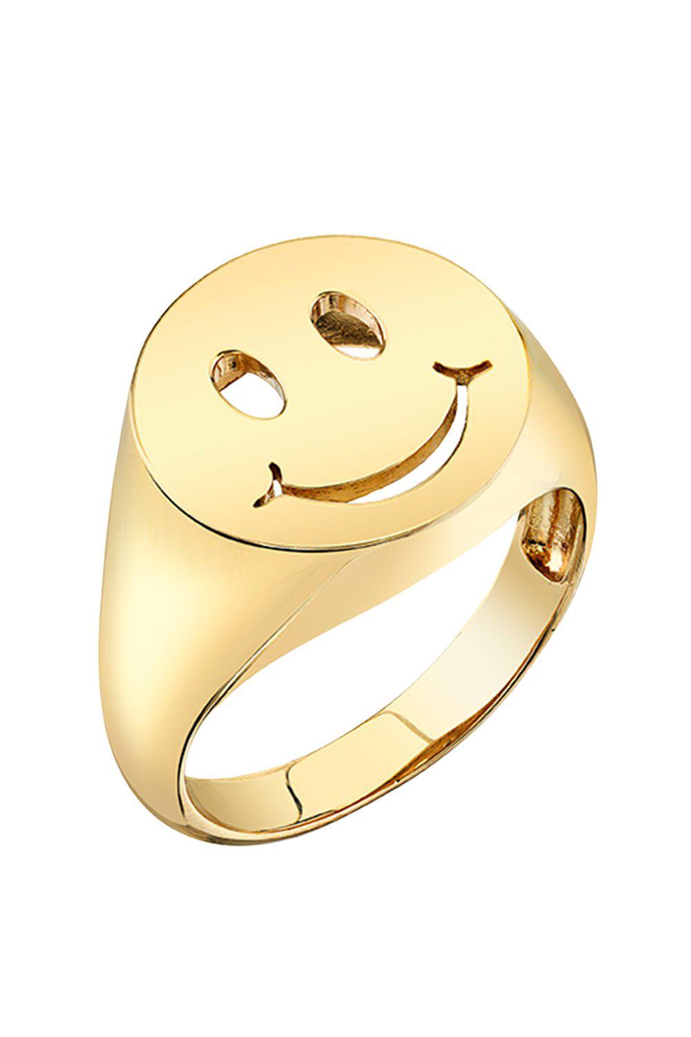 Pure Happy Face Signet Ring-YELLOW GOLD-6.5-JEWELRYFINE JEWELRING-SYDNEY EVAN