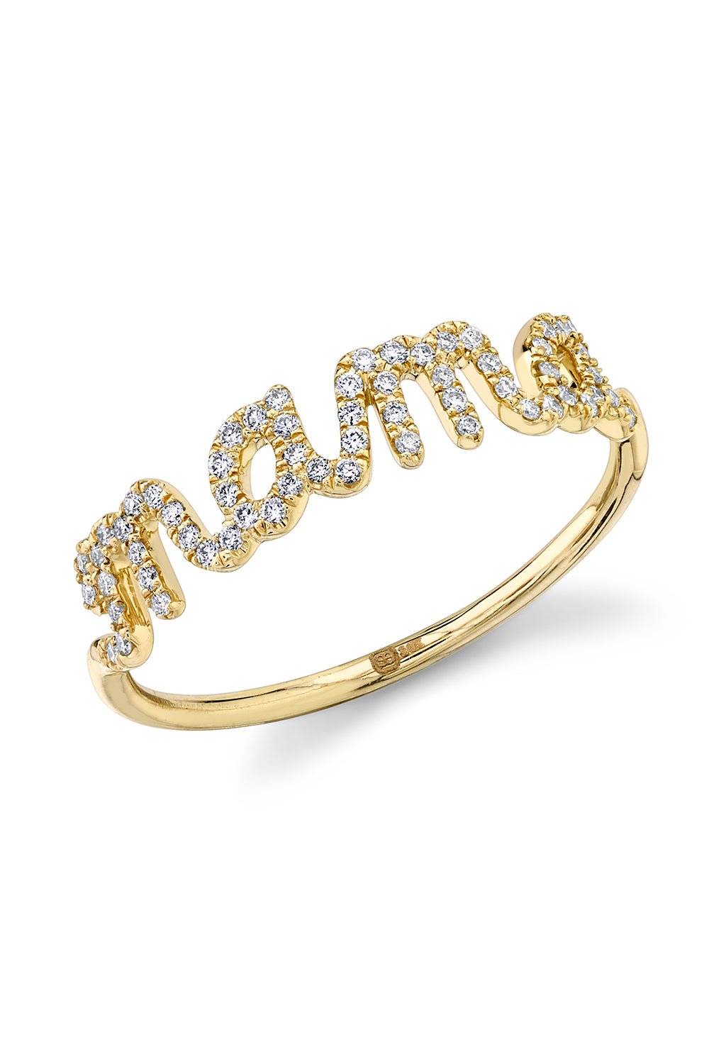 SYDNEY EVAN-Small Mama Script Ring-YELLOW GOLD