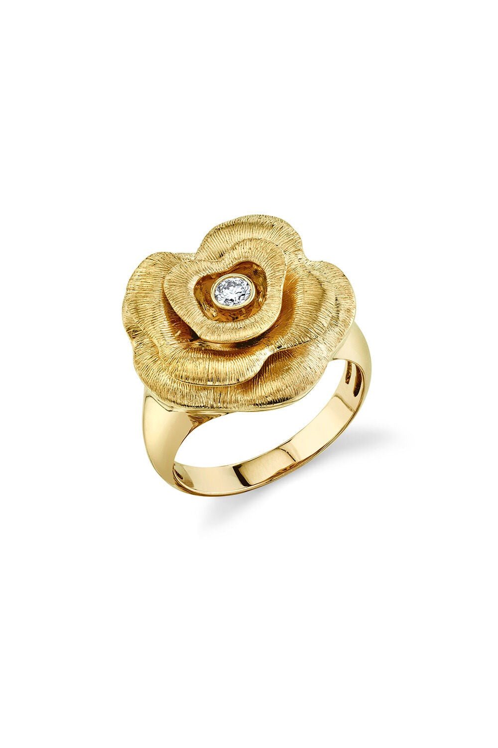 SYDNEY EVAN-Large Bezel Rose Signet Ring-YELLOW GOLD