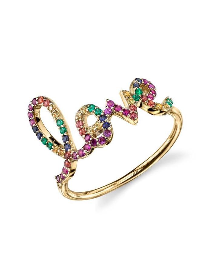 SYDNEY EVAN-Yellow Gold Rainbow Large Love Ring-YELLOW GOLD