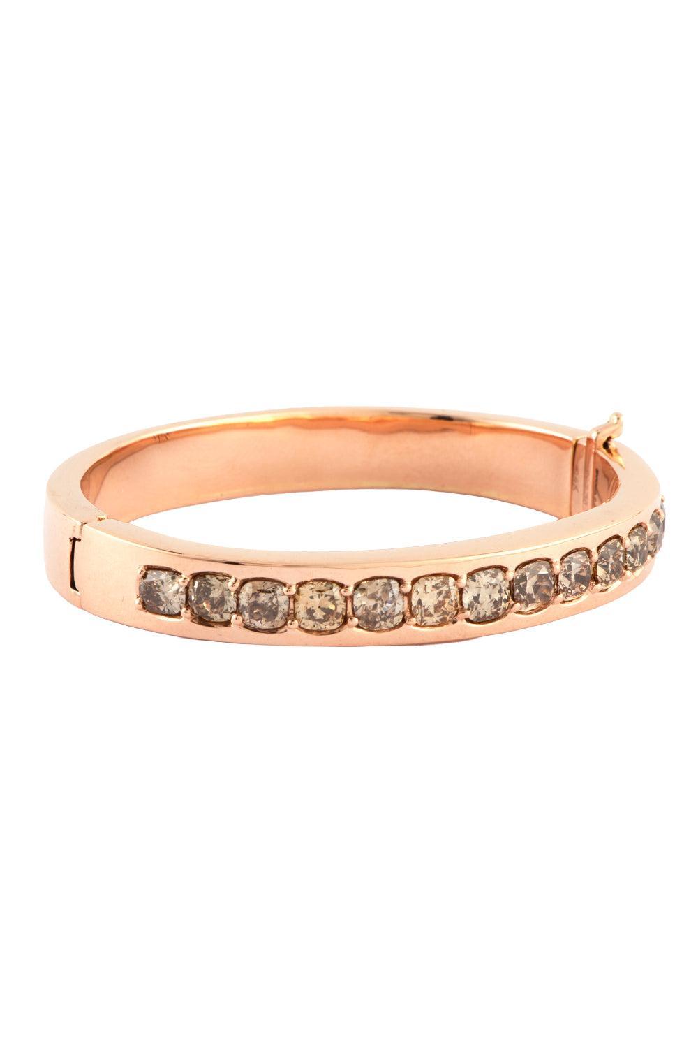  Champagne Diamond Cushion-Cut Bangle Bracelet-ROSE GOLD-7.5-JEWELRYFINE JEWELBRACELET O-SYLVA & CIE 