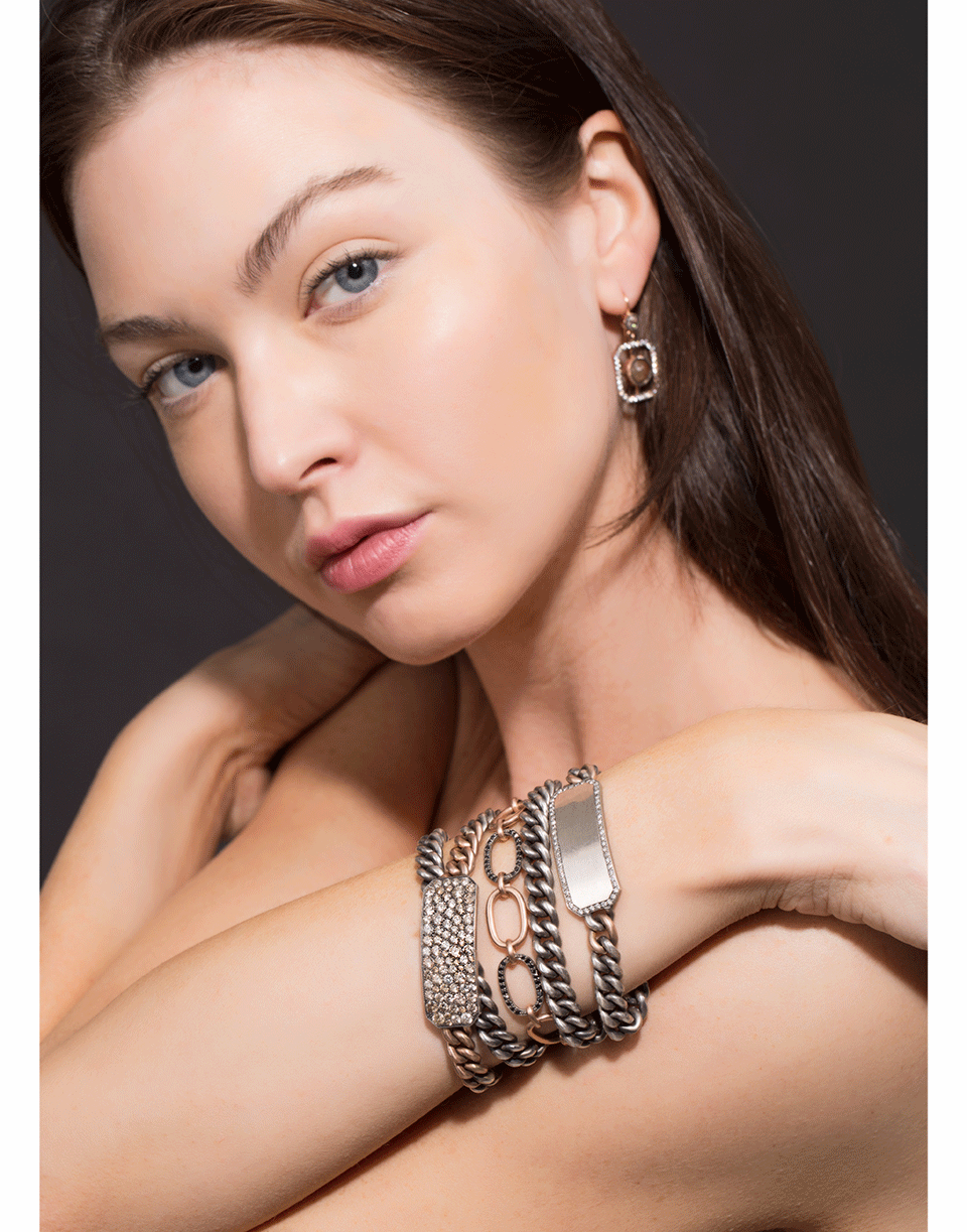 SYLVA & CIE-Black Diamond Oval Link Bracelet-ROSE GOLD