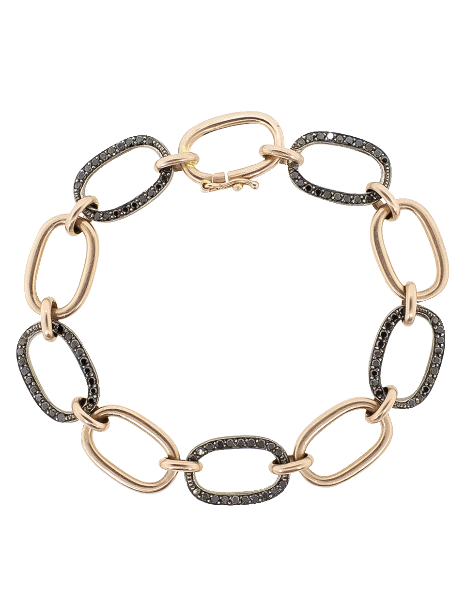 SYLVA & CIE-Black Diamond Oval Link Bracelet-ROSE GOLD