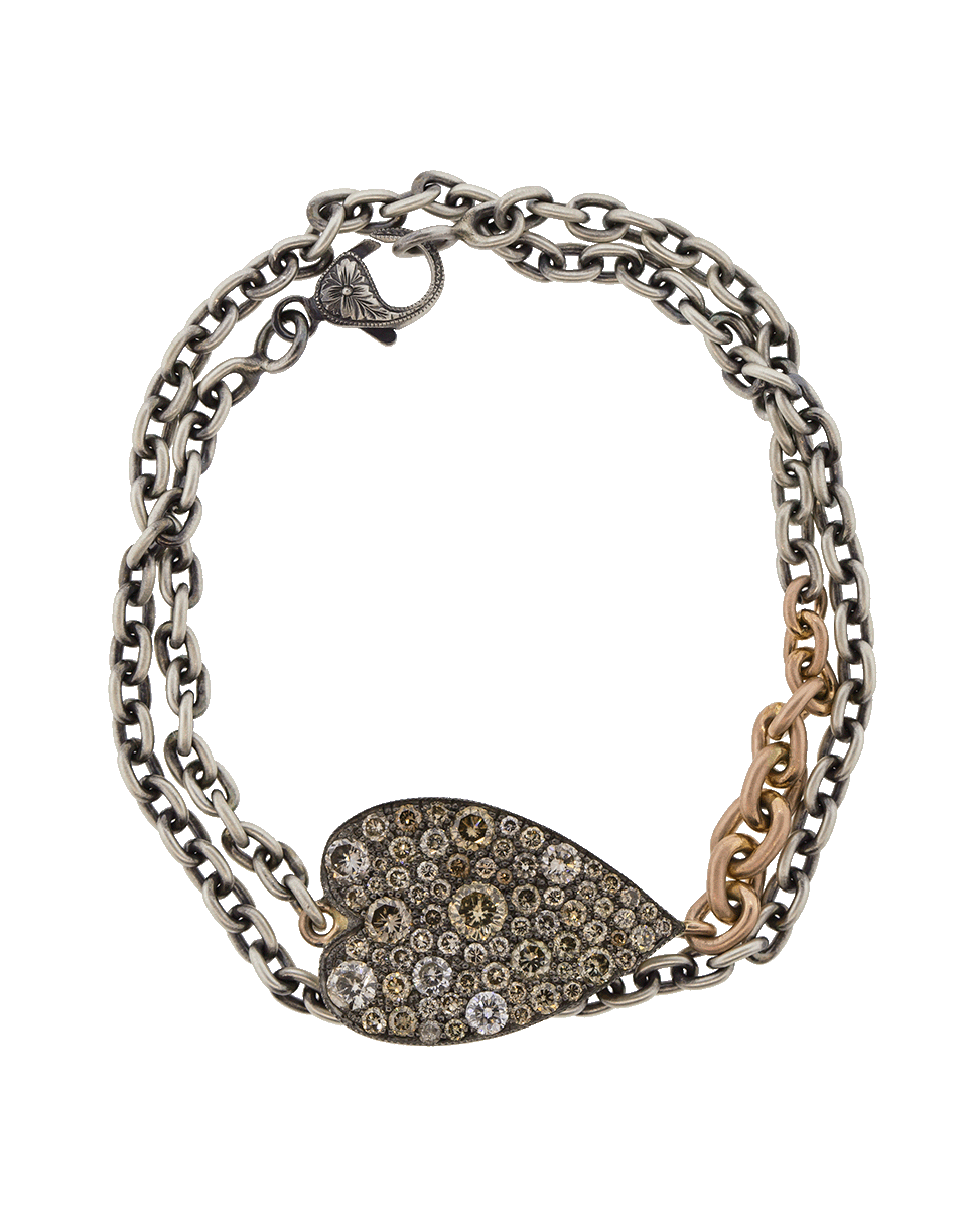 SYLVA & CIE-Champagne Diamond Heart Wrap Bracelet-ROSE GOLD