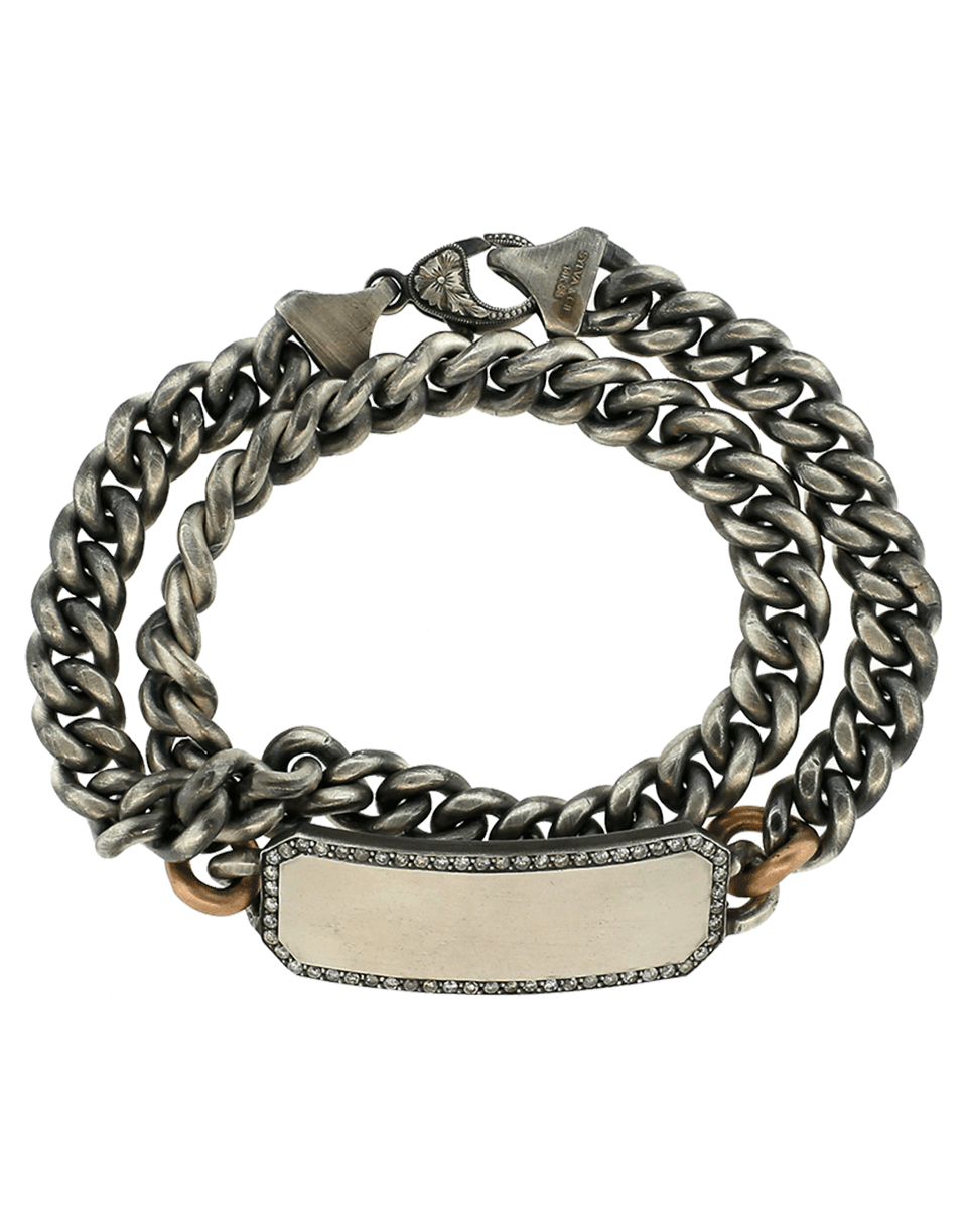 SYLVA & CIE-Grey Diamond ID Plate Wrap Bracelet-ROSE GOLD