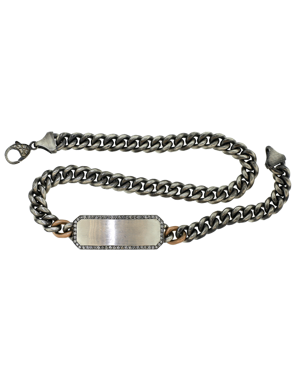 SYLVA & CIE-Grey Diamond ID Plate Wrap Bracelet-ROSE GOLD