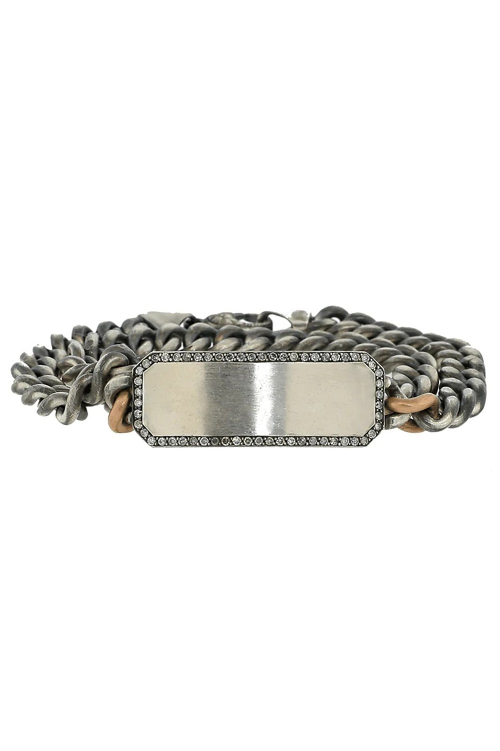SYLVA & CIE-Grey Diamond ID Plate Wrap Bracelet-ROSE GOLD