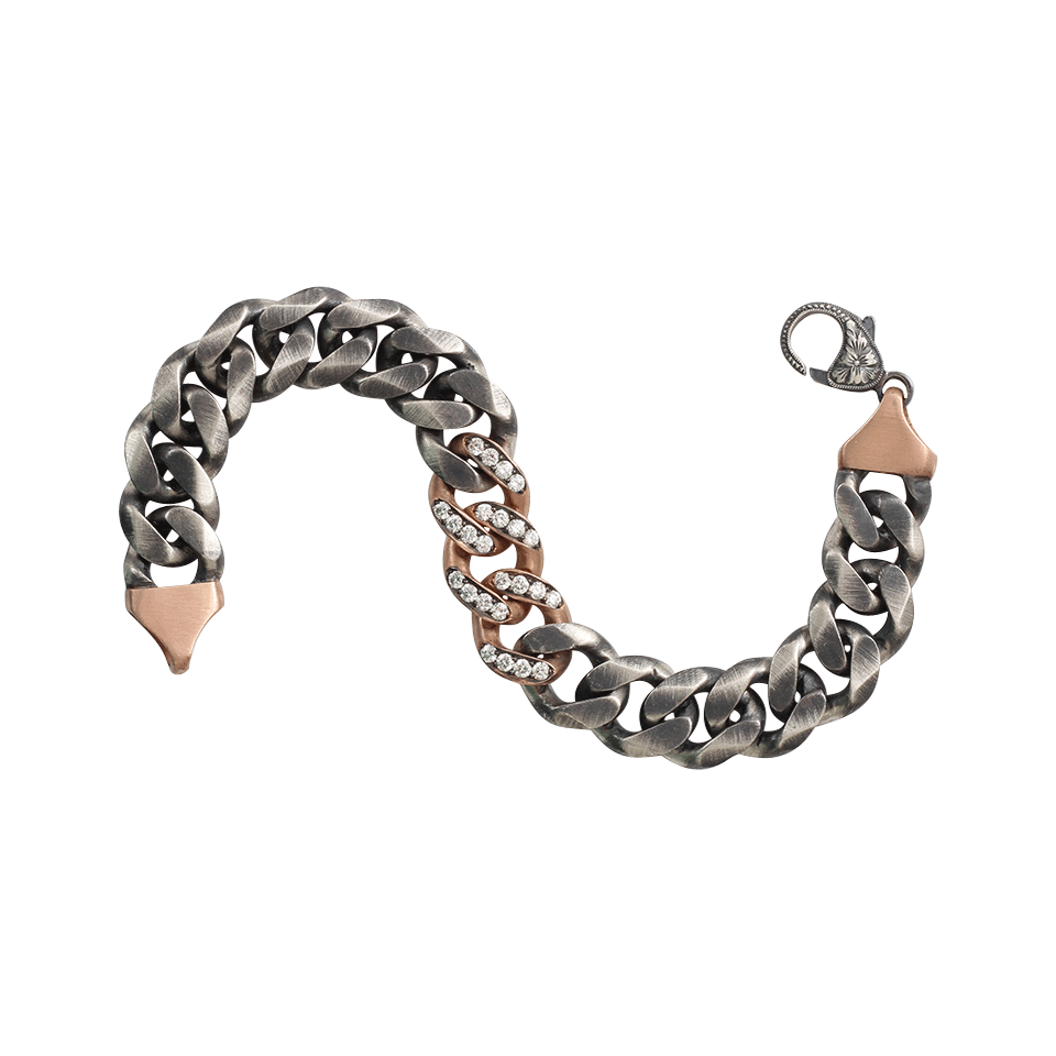 SYLVA & CIE-Diamond Pave Link Bracelet-SILVER