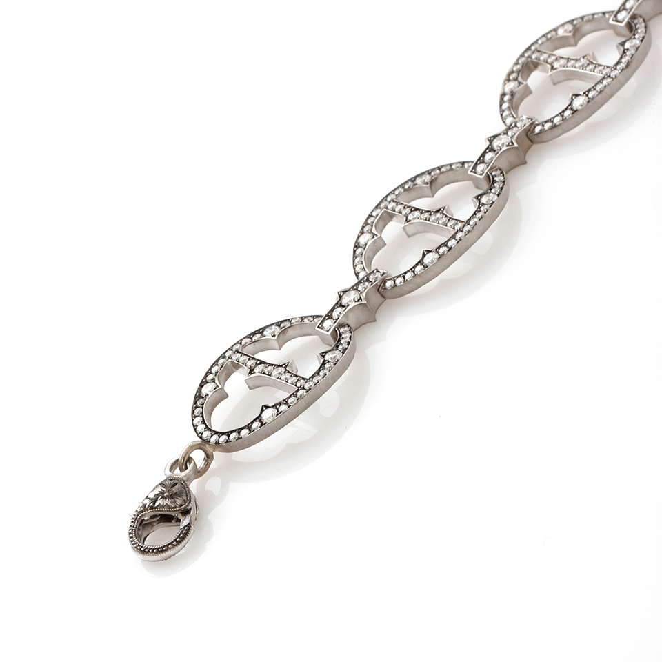 SYLVA & CIE-Diamond Oval Link Bracelet-WHITE GOLD