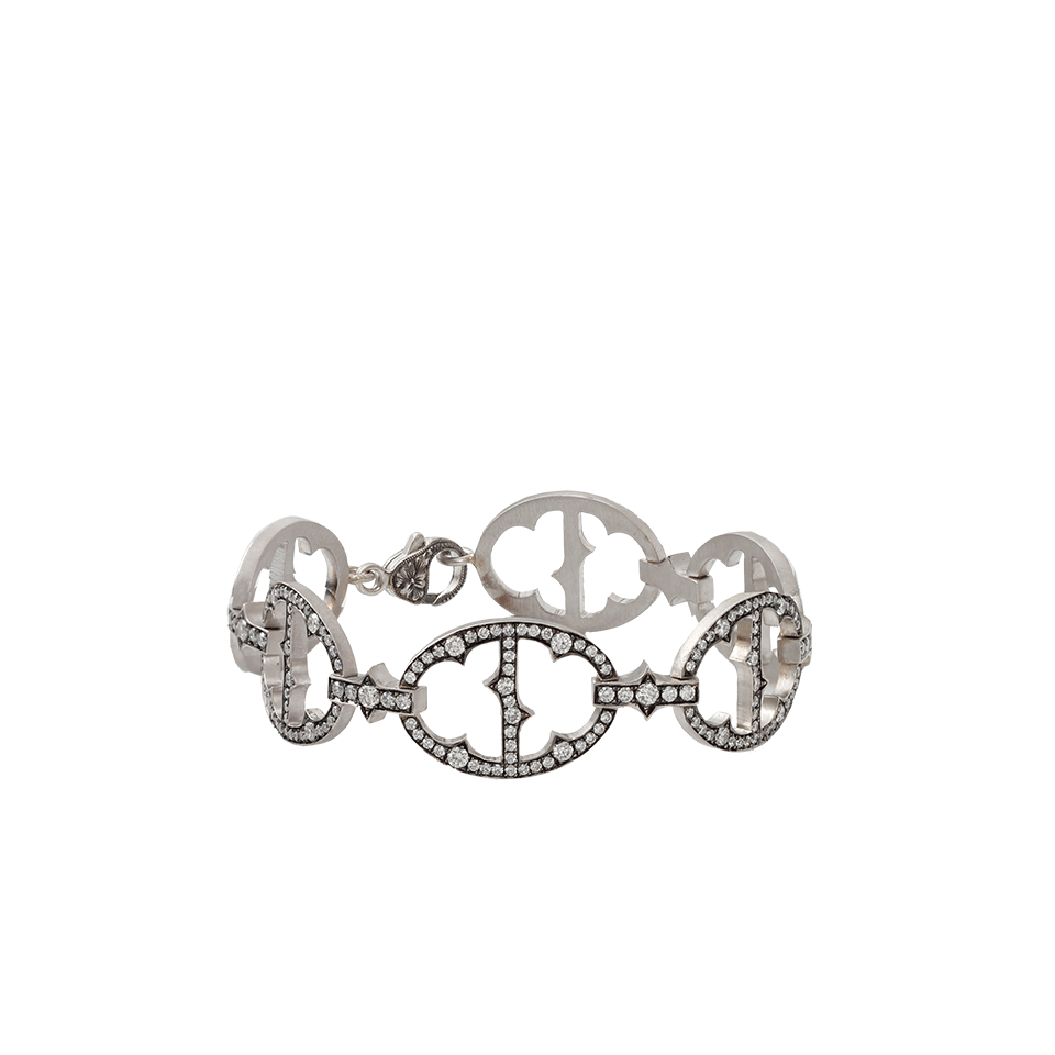 SYLVA & CIE-Diamond Oval Link Bracelet-WHITE GOLD