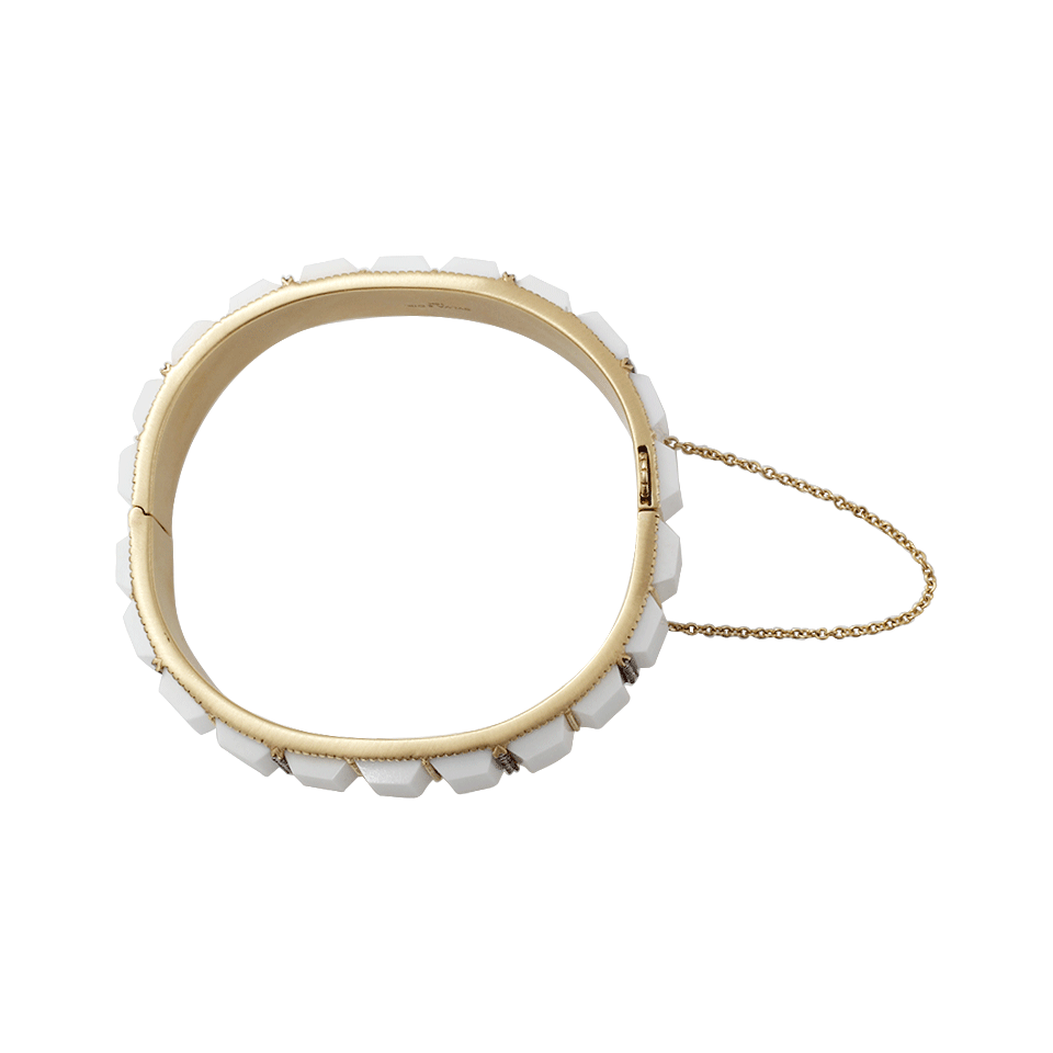 SYLVA & CIE-Cacholong And Diamond Bracelet-YELLOW GOLD