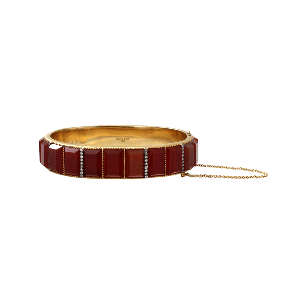SYLVA & CIE-Carnelian Sugarloaf Bracelet-YELLOW GOLD